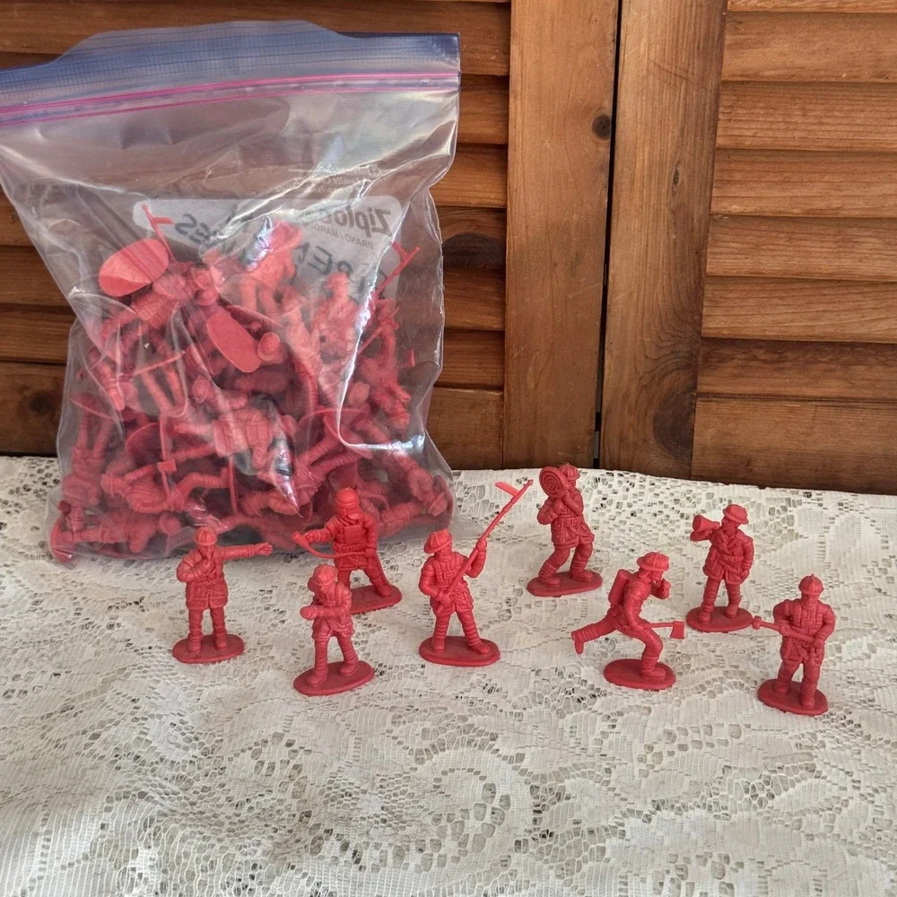 Bulk Lot Red Plastic Firefighter Toy Figures First Responder Action Poses